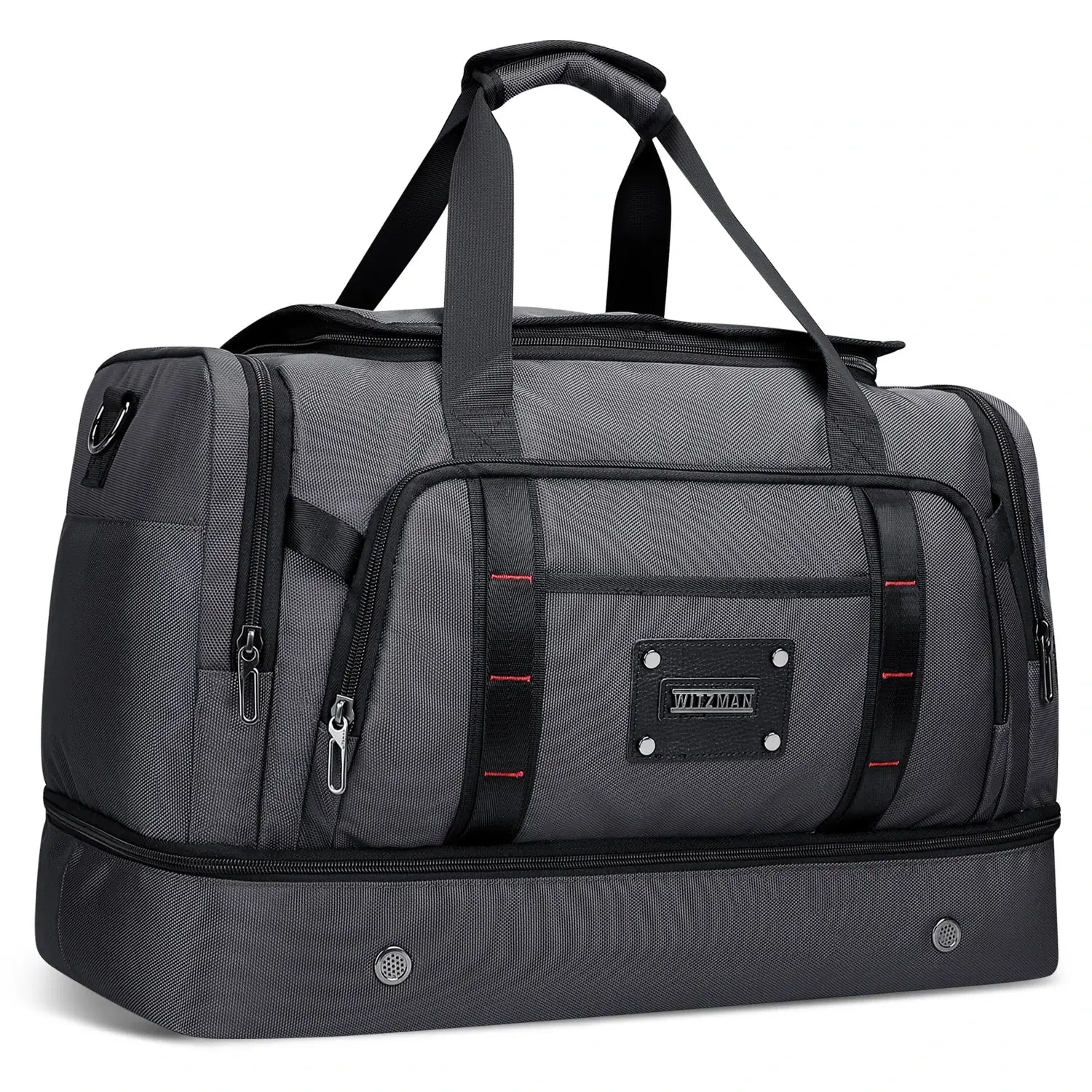 WITZMAN B720 men’s large nylon duffel bag with double-layer shoe compartment - sliver grey bag