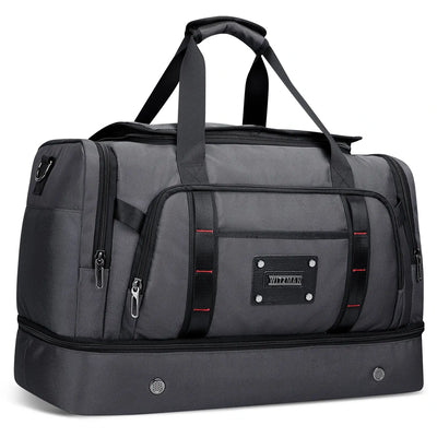 WITZMAN B720 men’s large nylon duffel bag with double-layer shoe compartment - sliver grey bag