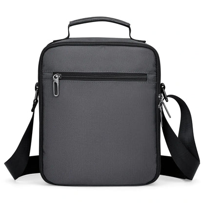 WITZMAN B708 men’s lightweight nylon crossbody bag with front MOLLE webbing - sliver grey messenger bag