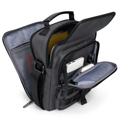 WITZMAN B708 men’s lightweight nylon crossbody bag with front MOLLE webbing - sliver grey messenger bag