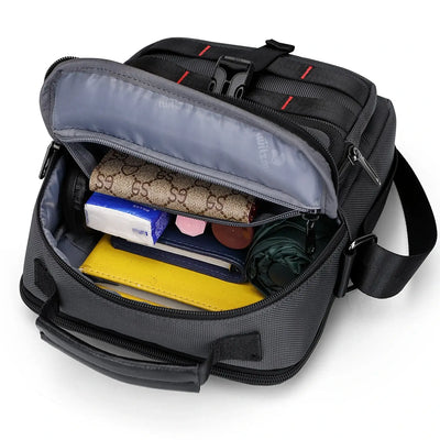 WITZMAN B708 men’s lightweight nylon crossbody bag with front MOLLE webbing - sliver grey messenger bag