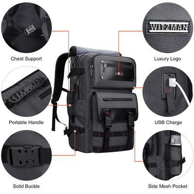 Carry On Travel Backpack for Men Nylon Bag 45L #color_grey