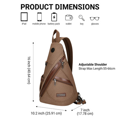 a8004 Canvas Sling Bag for Men Women #color_brown