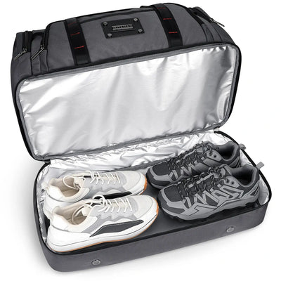 WITZMAN B720 men’s large nylon duffel bag with double-layer shoe compartment - sliver grey bag