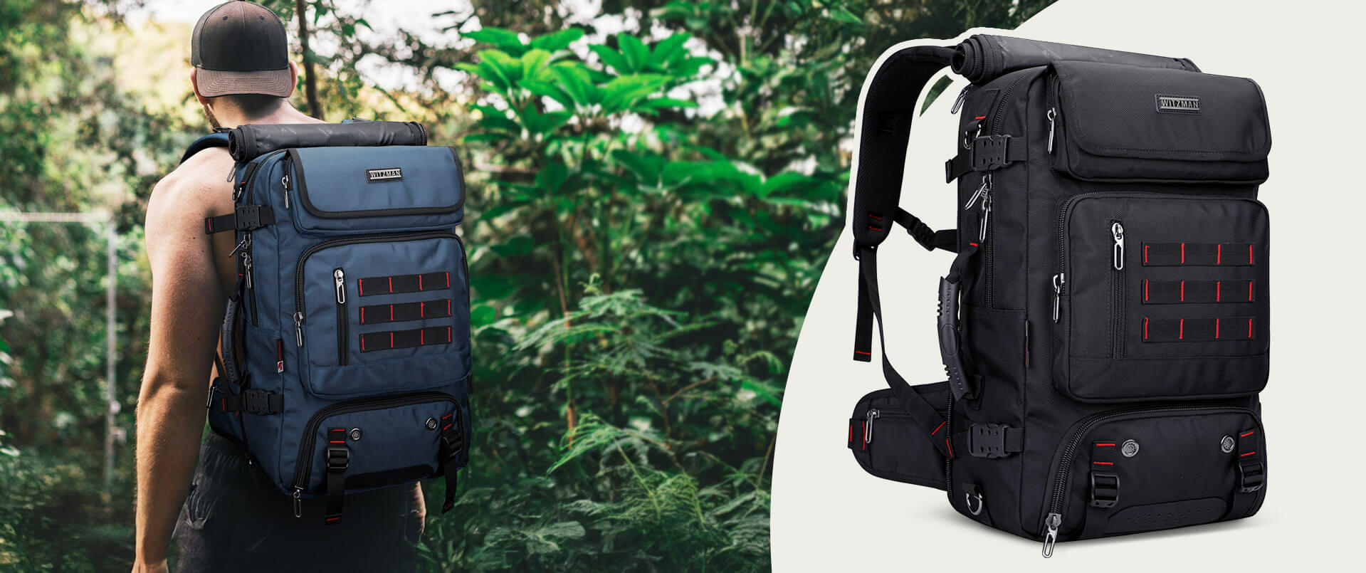 WITZMAN B682 Nylon Travel Backpack For Men – 3-in-1 Travel Gear