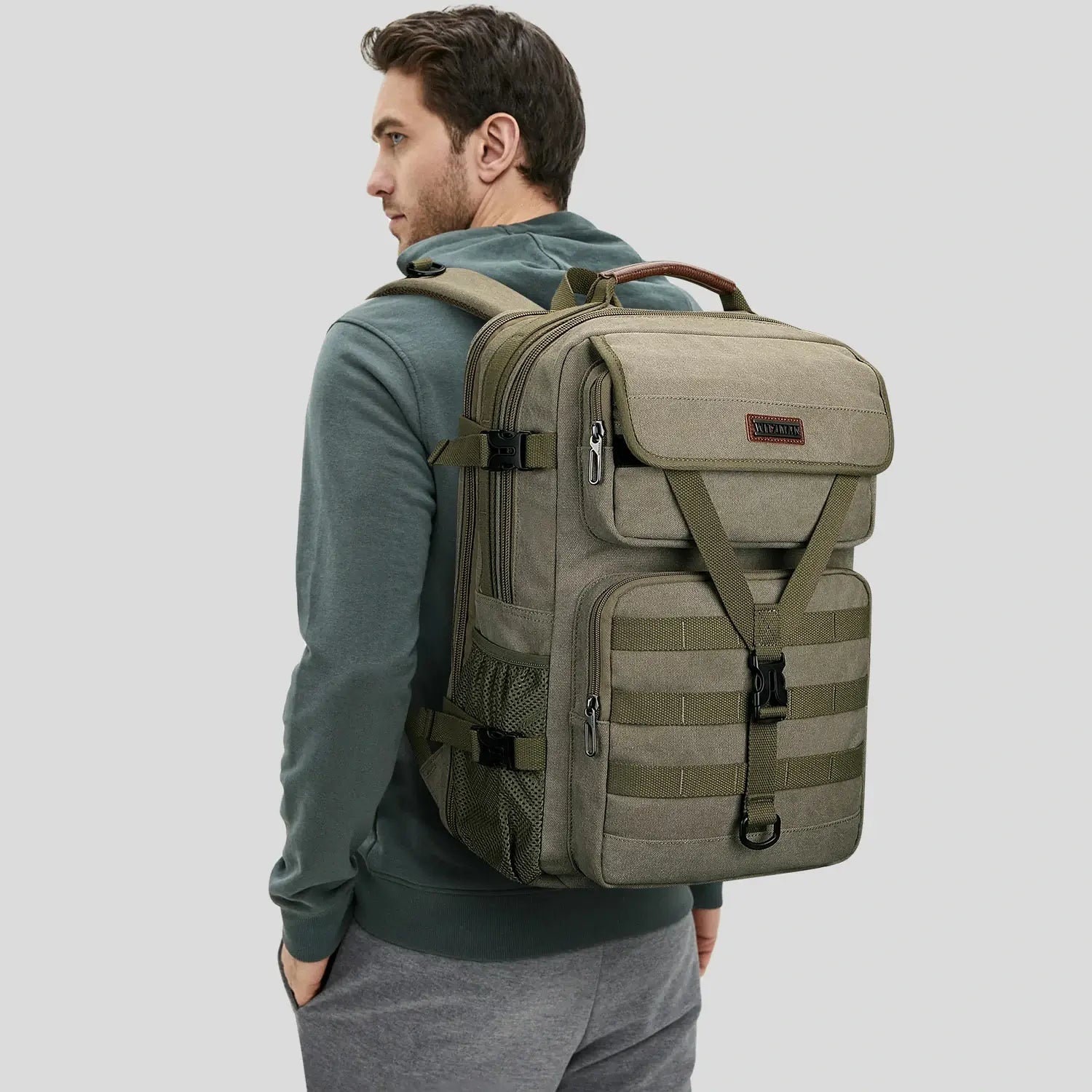 Men’s Canvas Travel Backpack TSA Vintage Carry-On Bag A8012