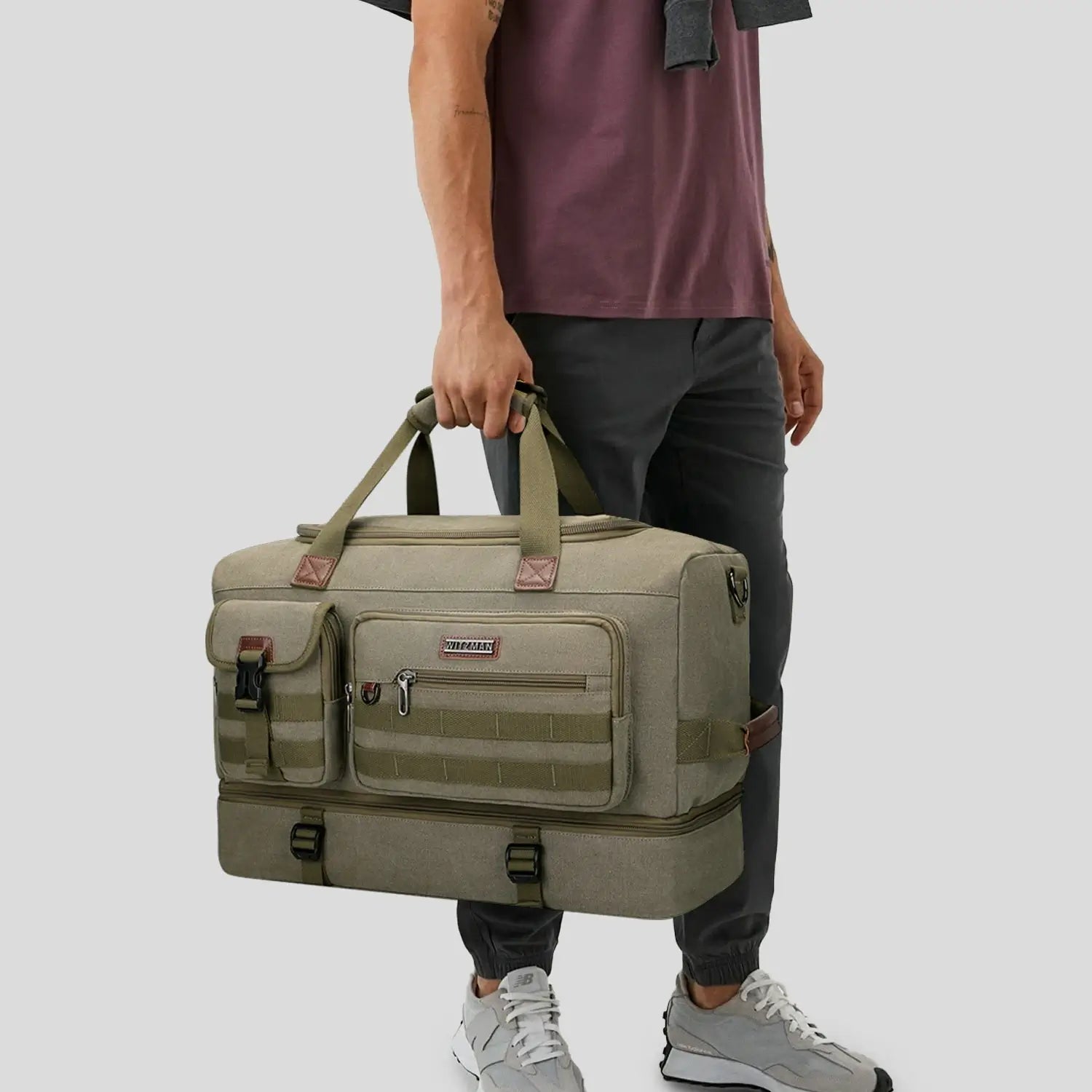 Classic Vintage Canvas Duffel Bag with Toiletry Set A8010-2