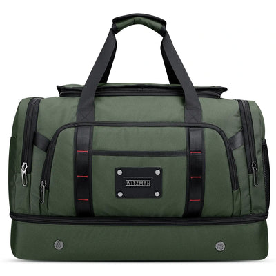 WITZMAN B720 men’s large nylon duffel bag with double-layer shoe compartment - green weekender bag