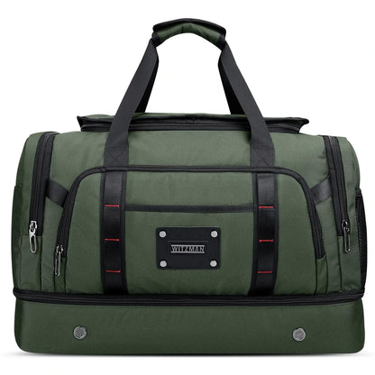 WITZMAN B720 men’s large nylon duffel bag with double-layer shoe compartment - green weekender bag
