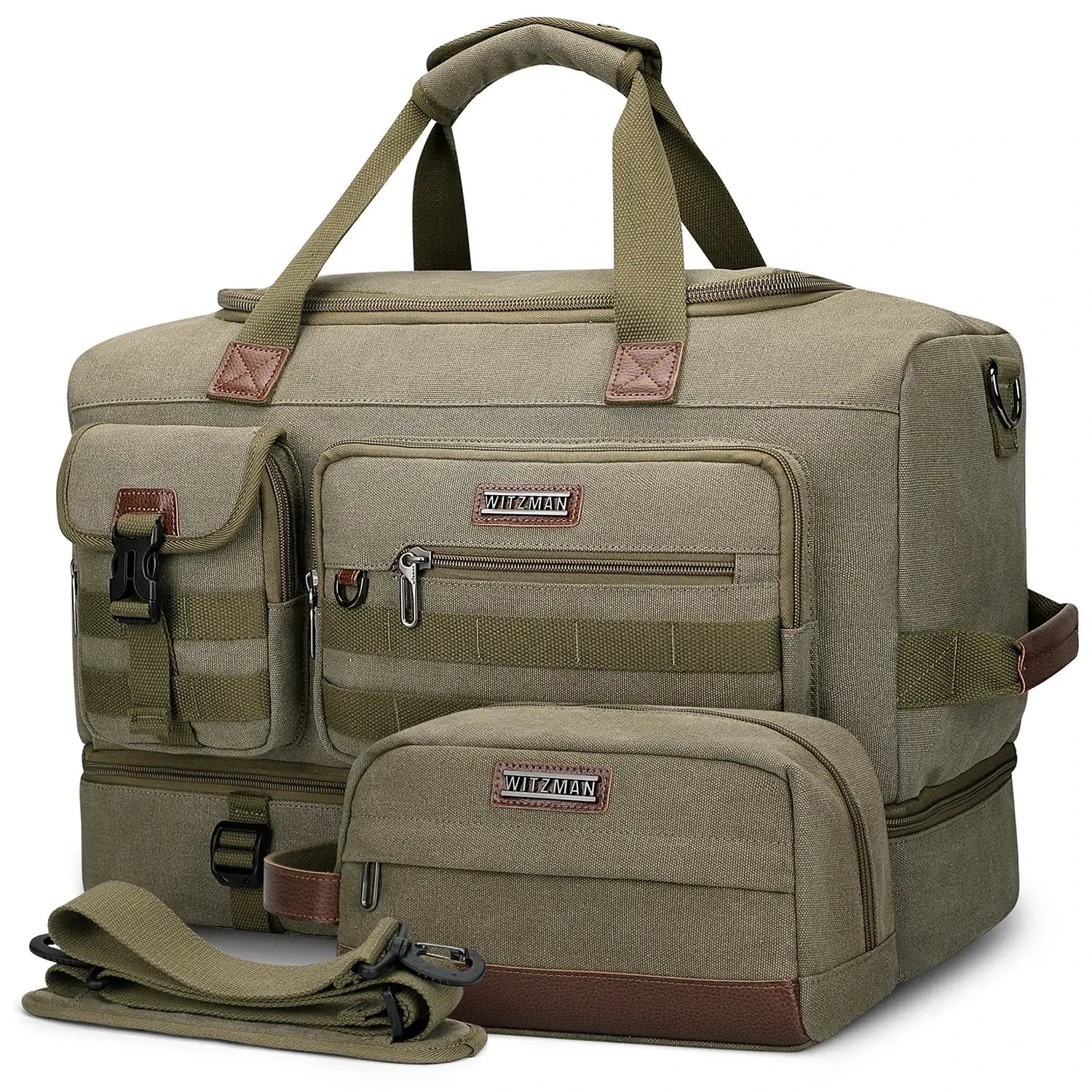Classic Vintage Canvas Duffel Bag with Toiletry Set A8010-2