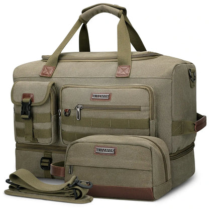 Classic Vintage Canvas Duffel Bag with Toiletry Set A8010-2