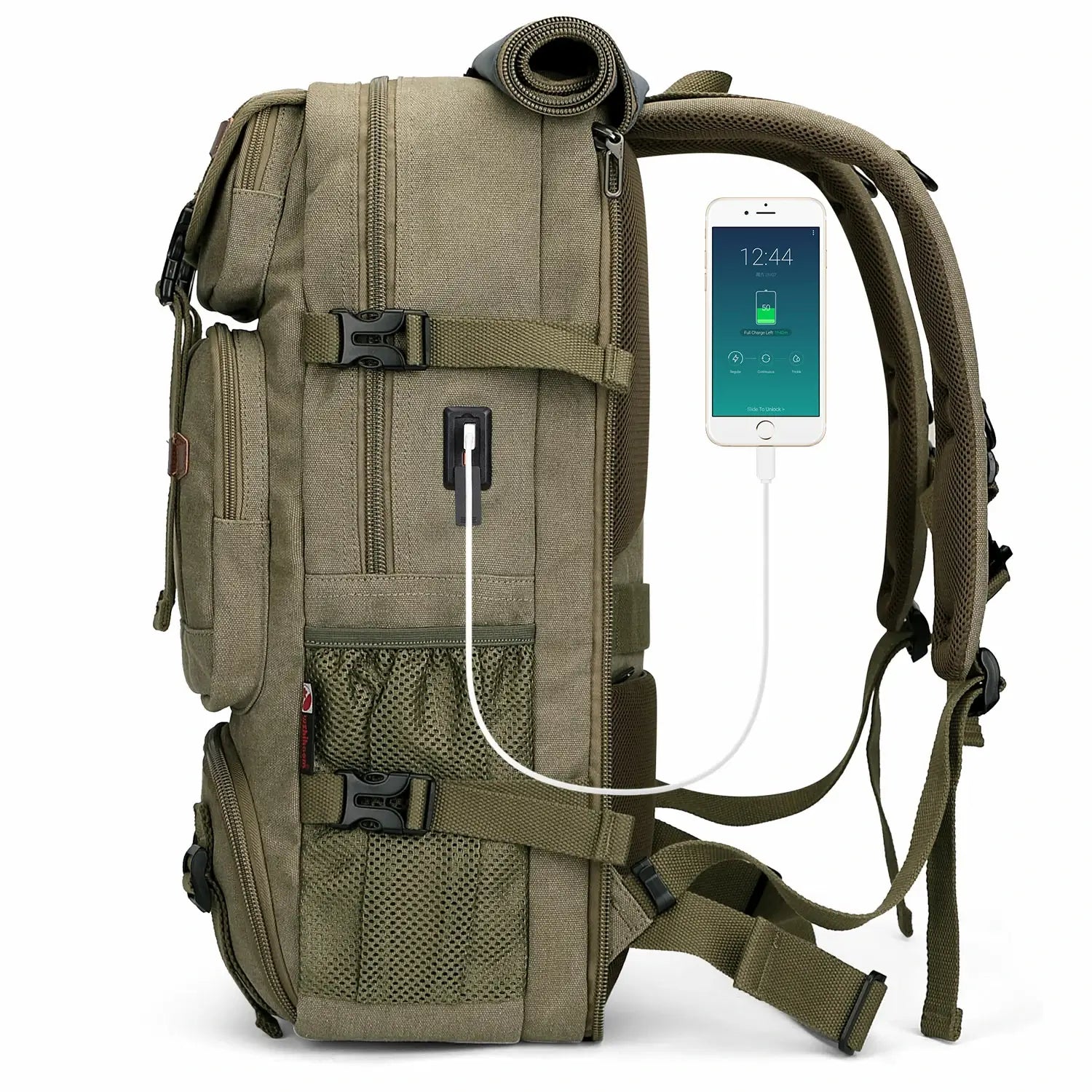 Convertible 40L travel backpack with USB port and 18+ compartments, fits 17 inch laptop, ideal for men and women a8013 best amry green backpack