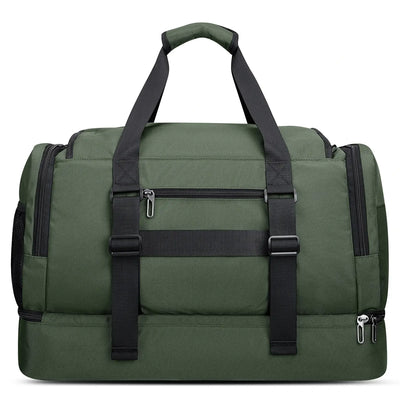 WITZMAN B720 men’s large nylon duffel bag with double-layer shoe compartment - green weekender bag