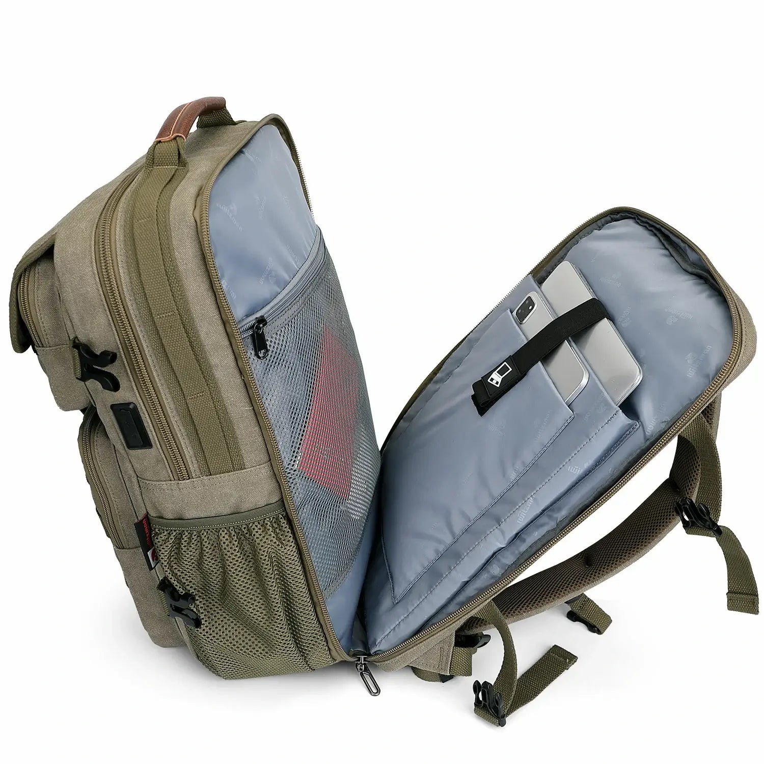 Men’s Canvas Travel Backpack TSA Vintage Carry-On Bag A8012