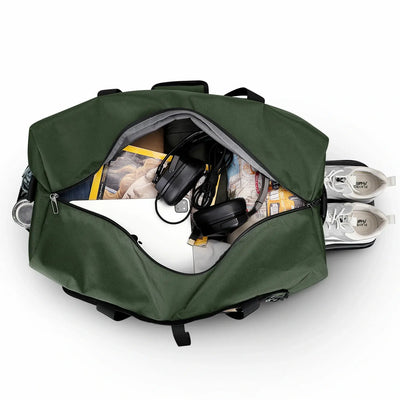 Foldable Duffel Bag for Travel 65L Lightweight Packable amry green nylon bag