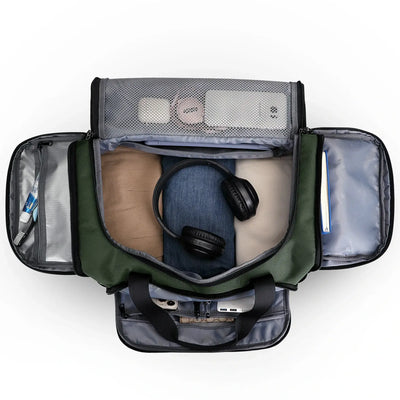 WITZMAN B720 men’s large nylon duffel bag with double-layer shoe compartment - green weekender bag