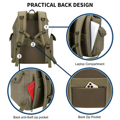witzman a8004 canvas backpack daypack #color_green