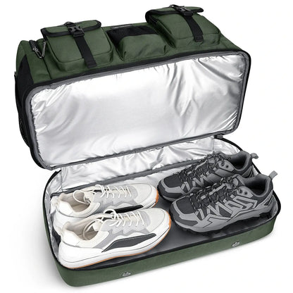 Double-Layer Duffel Bag Modern Split-Level Design with Bottom Shoe Compartment B723