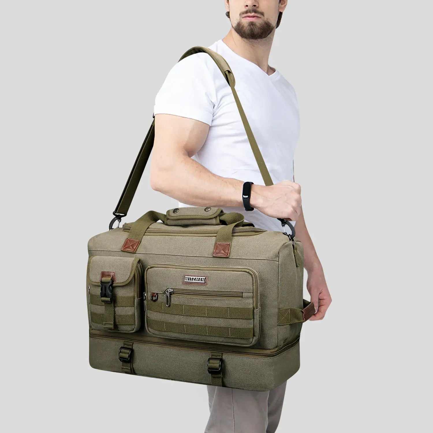 Classic Vintage Canvas Duffel Bag with Toiletry Set A8010-2