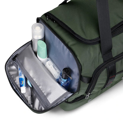 WITZMAN B720 men’s large nylon duffel bag with double-layer shoe compartment - green weekender bag