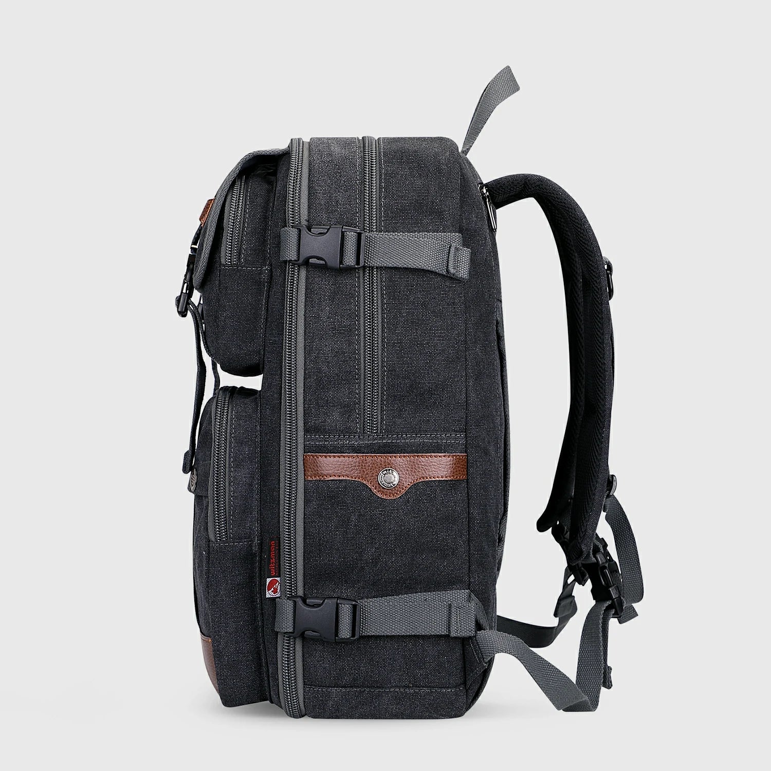 Canvas 3‑in‑1 Carry on Travel Backpack, side profile and carry-on size