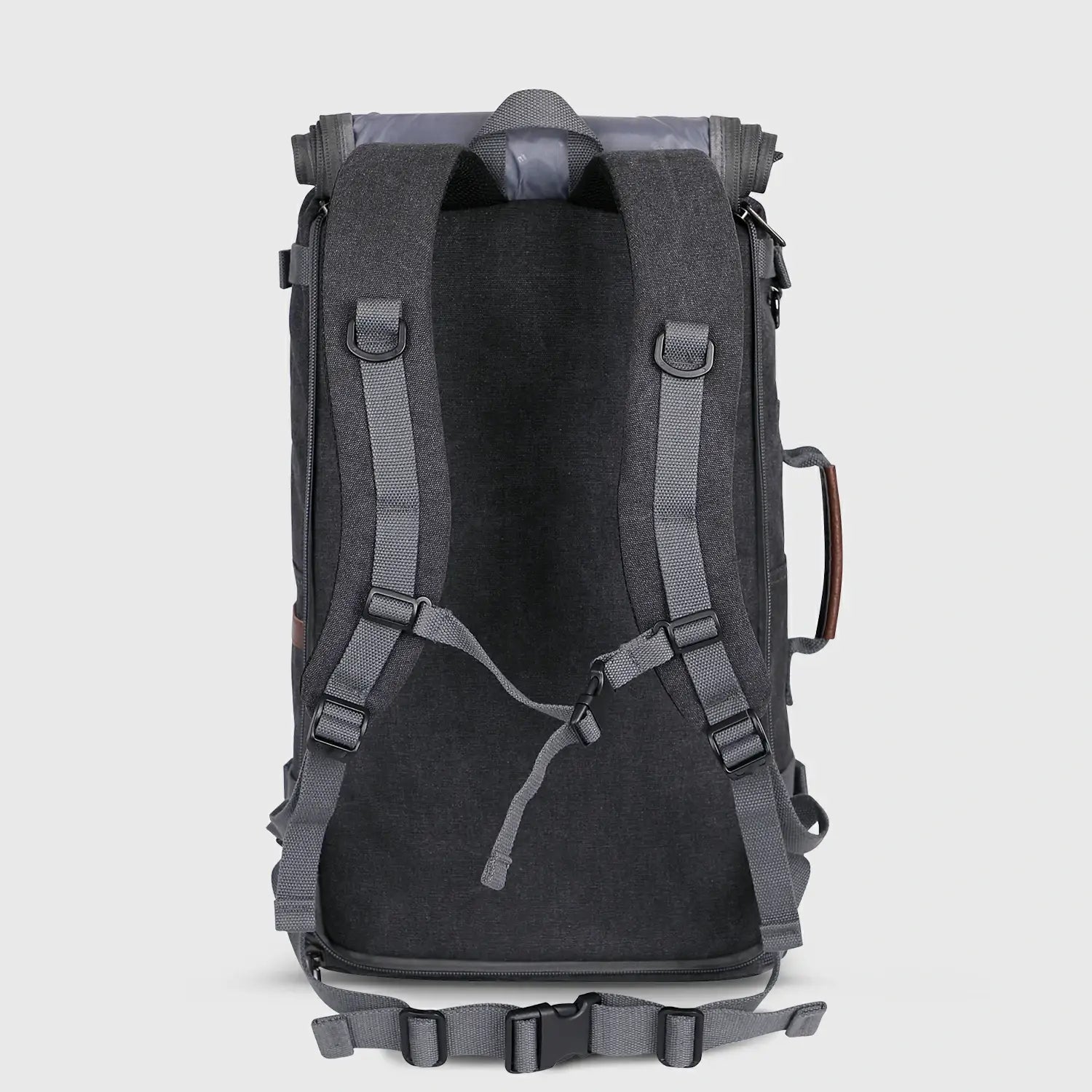Travel Luggage Canvas Backpack for Men 22.5 Inch, rear panel and padded shoulder straps