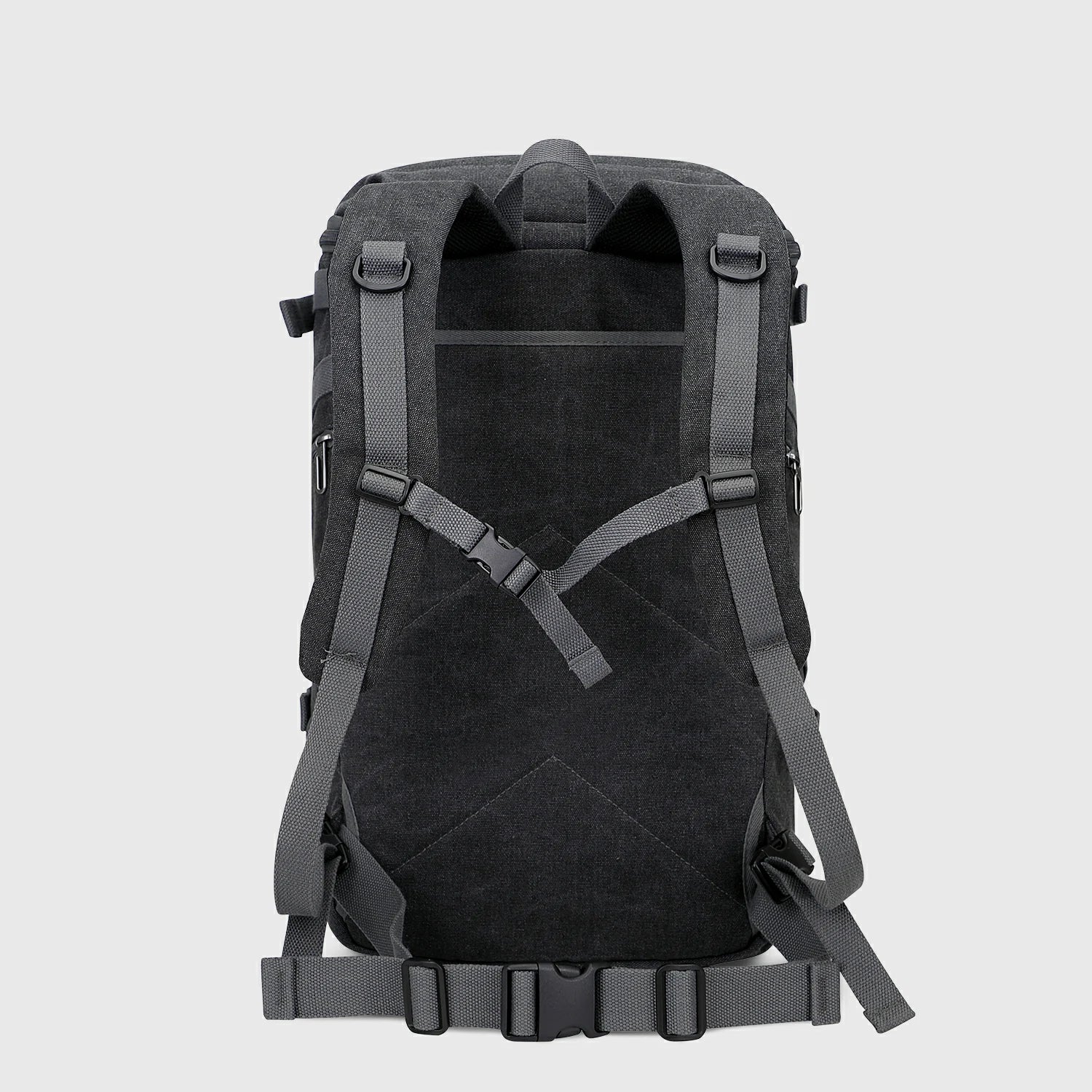 Vintage canvas travel backpack with shoe compartment and laptop sleeve – carry-on size a568-2 black