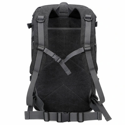 Vintage canvas travel backpack with shoe compartment and laptop sleeve – carry-on size a568-2 black