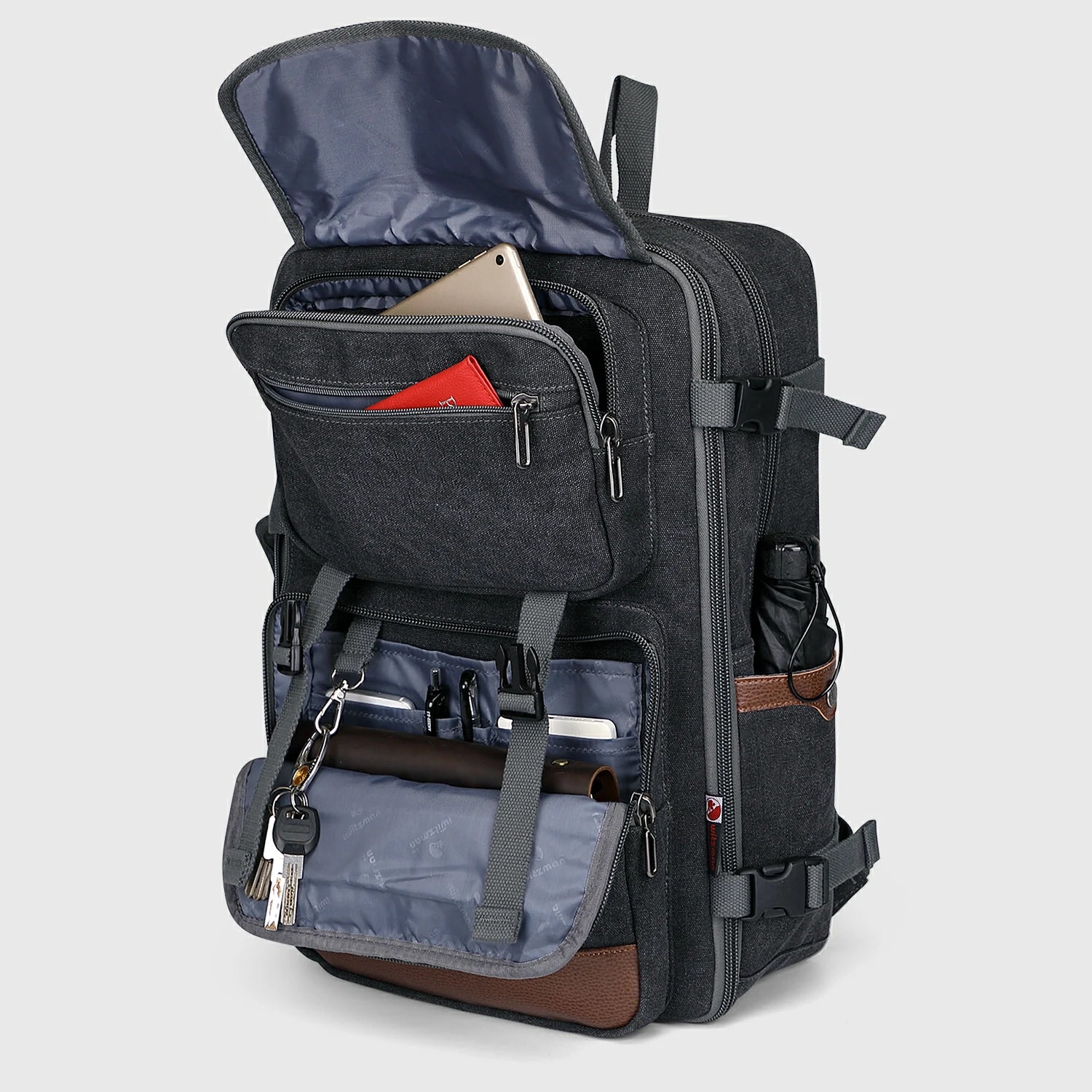Black Canvas Travel Backpacks a6617-3 #color_black