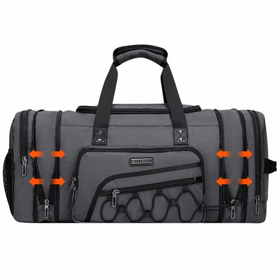 B695 WITZMAN Duffle Bag for Men Nylon Large Weekender Bag with Shoe Compartment #color_grey