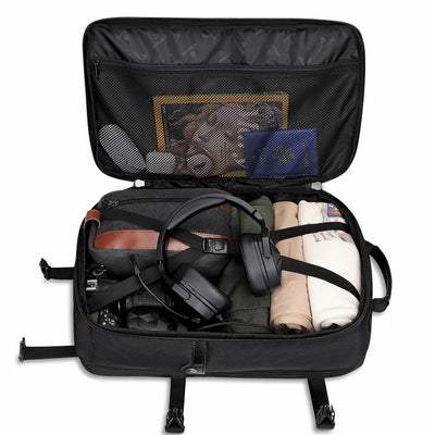 B688 Best large travel backpack carry on luggage bag black backpacks 45L with clamshell opening and multiple compartments 