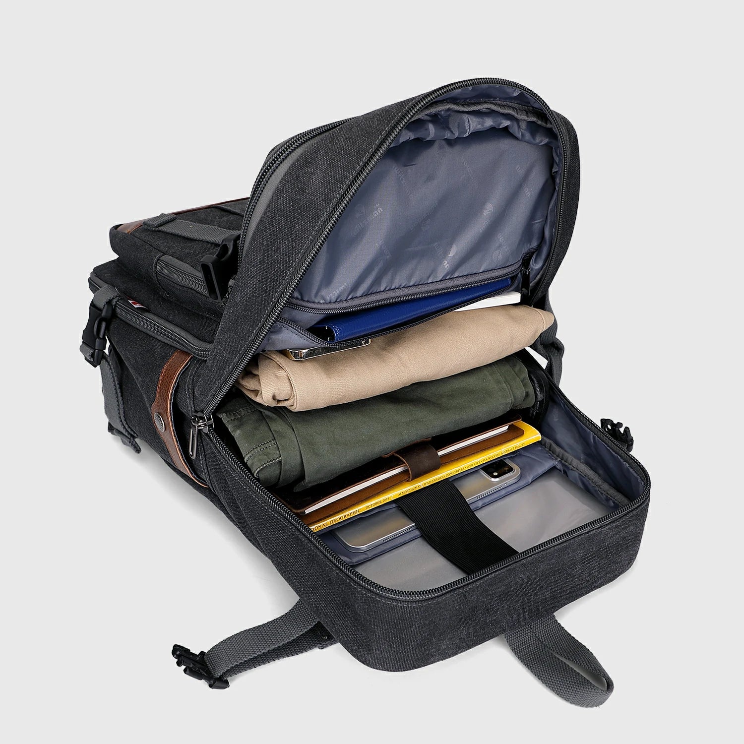 Black Canvas Travel Backpacks a6617-3 #color_black