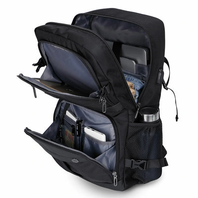 Black Nylon Travel Backpack for Men B683