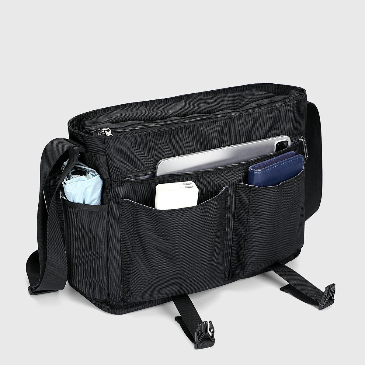 Messenger Bag Crossbody Large Lightweight Satchel Bag, front zipper pocket layout
