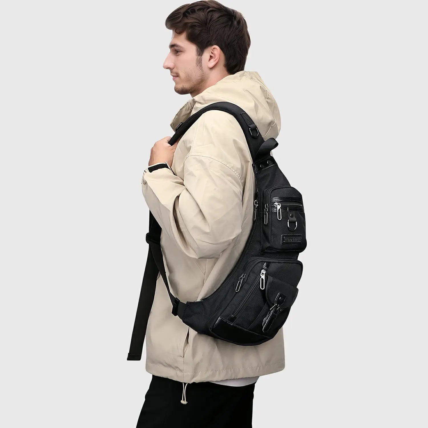 Men crossbody sling bag Travel Slim Chest Bag One Strap Lightweight Casual Daypack Crescent Bag witzman black bag for men