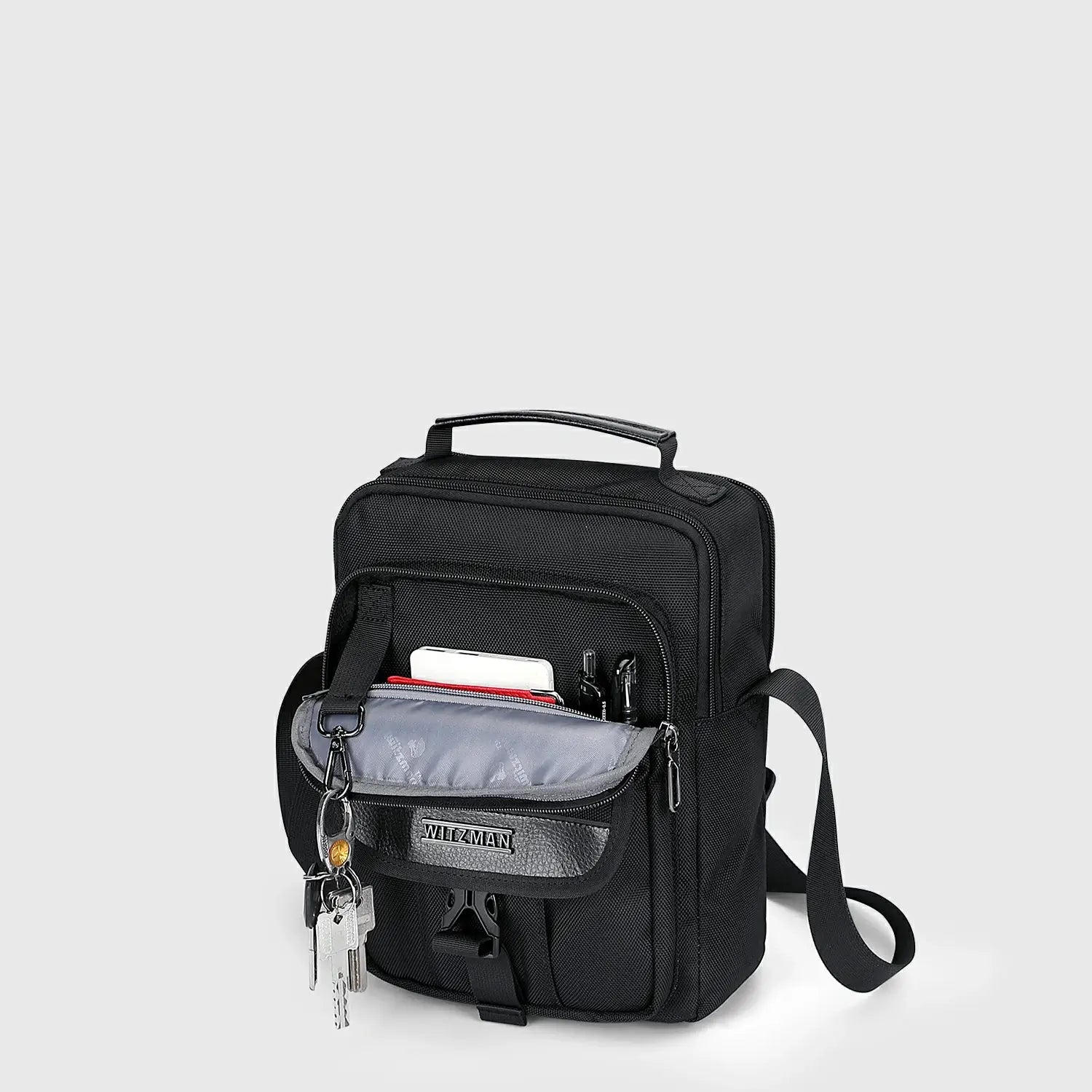 Travel Shoulder Bag Lightweight Small Casual Messenger Bag, front zipper pocket layout