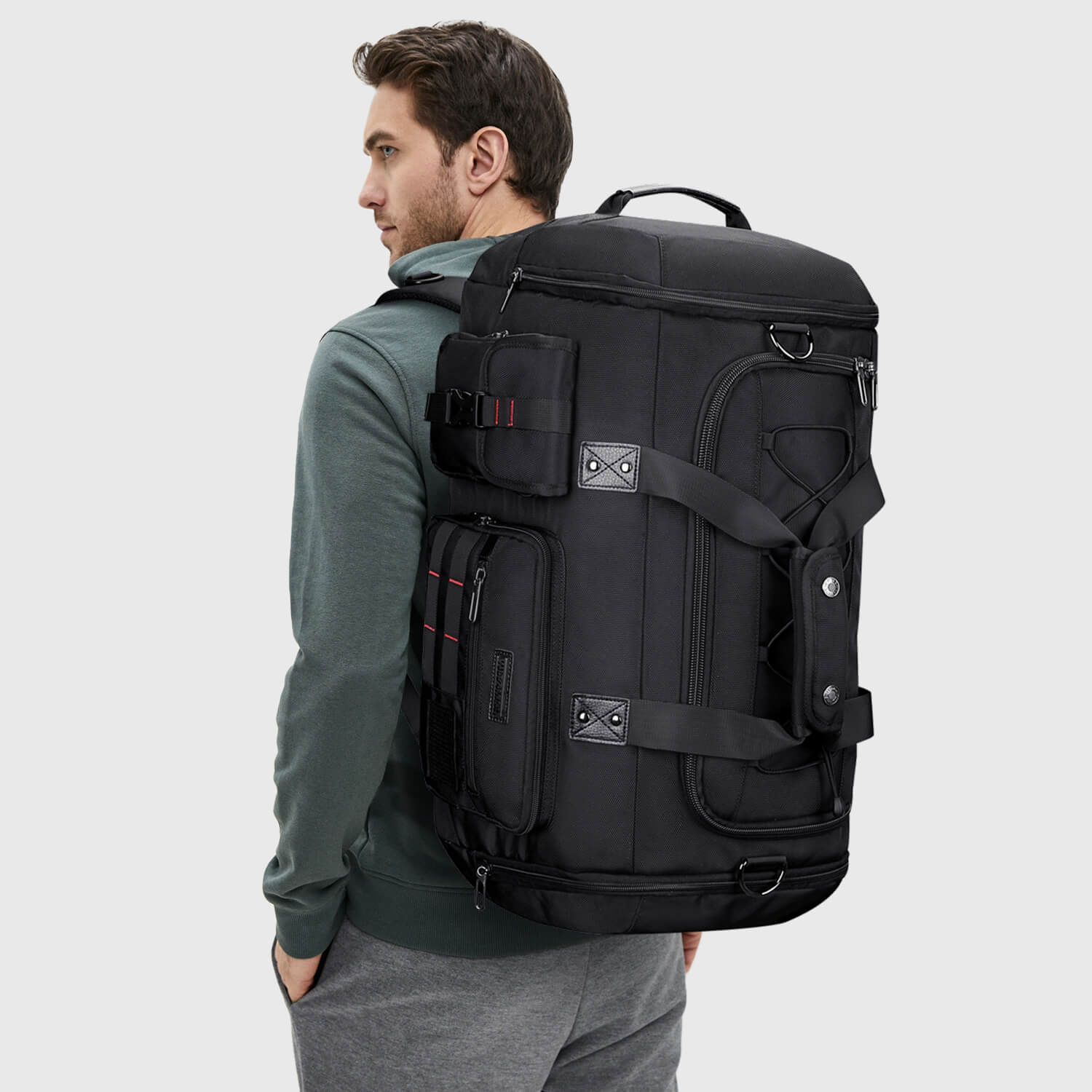 Large Travel Duffel Bags with Shoe Compartment Tote Bag, side pocket layout
