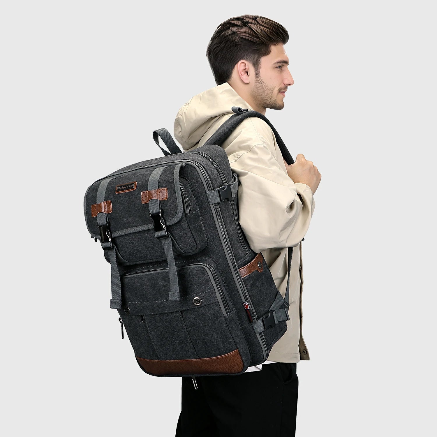 Black Canvas Travel Backpacks a6617-3 #color_black