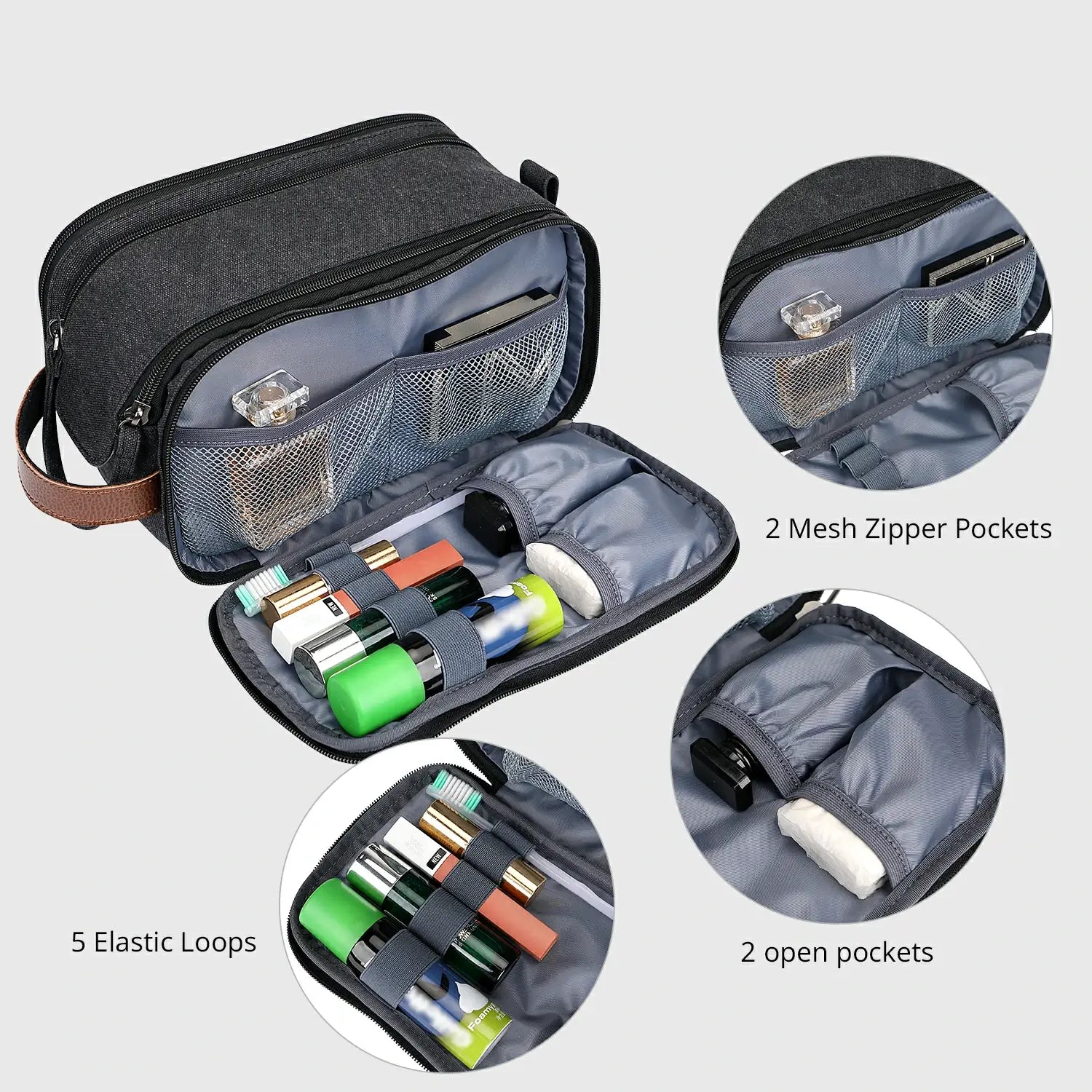 WITZMAN A8002 canvas toiletry bag product view 6