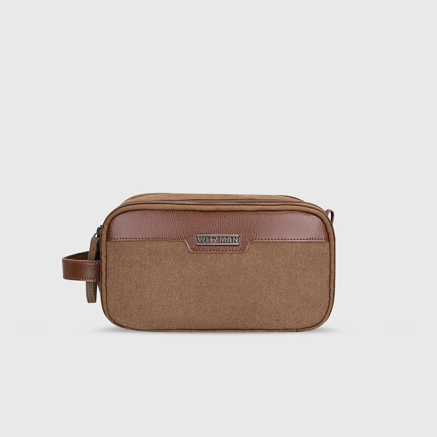 Brown WITZMAN A8002 canvas toiletry bag product view