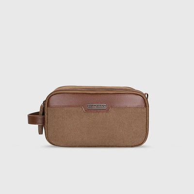 Brown WITZMAN A8002 canvas toiletry bag product view
