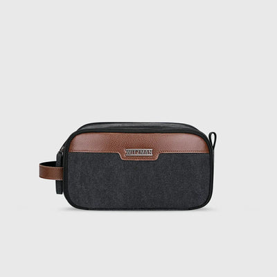 Classic Black WITZMAN A8002 canvas toiletry bag product view
