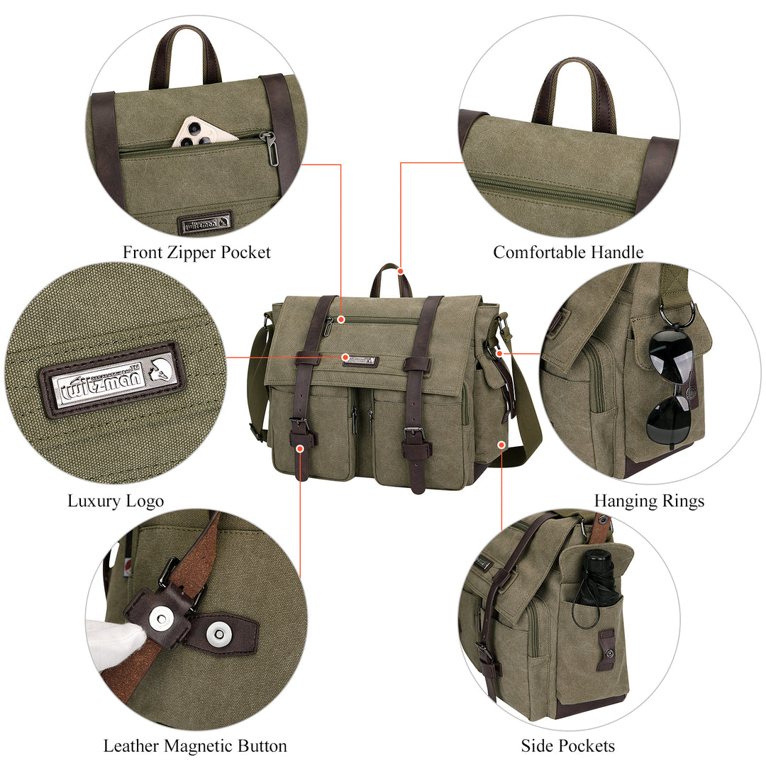  #Color_Army Green / Upgraded/17 inch Messenger Bags