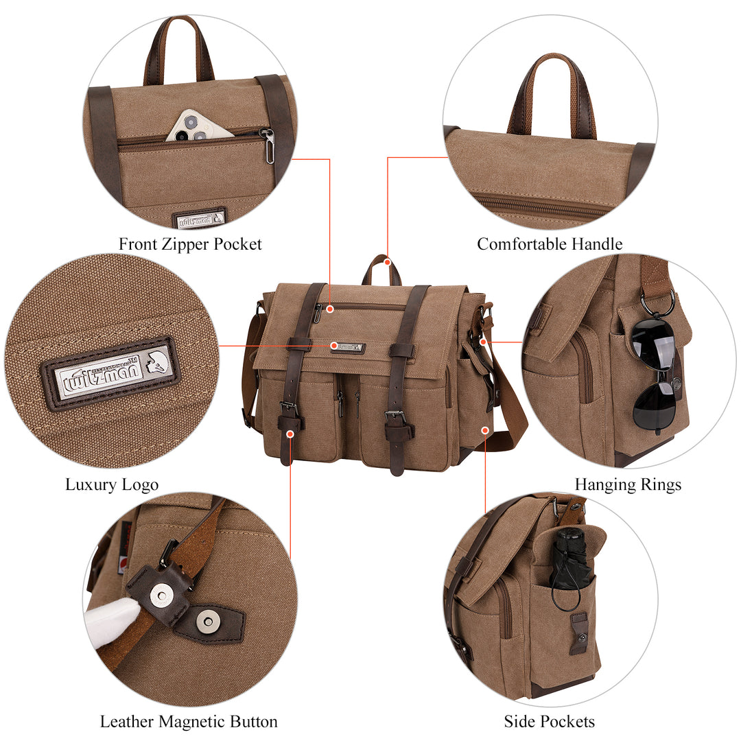 #Color_Brown / Upgraded/17 inch Messenger Bags