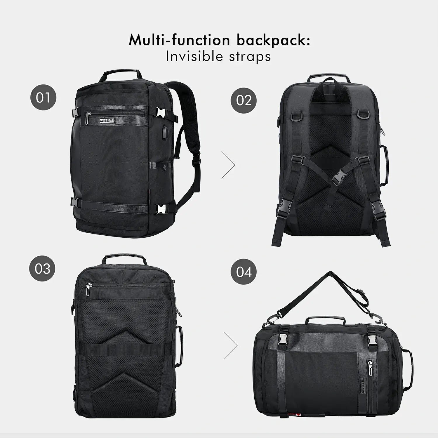 WITZMAN B686 nylon travel backpack product view 10