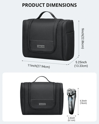 Black large toiletry bag for men