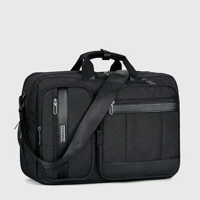Gray business travel backpack for men with dual main compartments and 15.6 inch laptop sleeve