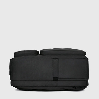 Professional laptop messenger backpack for men with water-resistant nylon exterior and PU leather handles