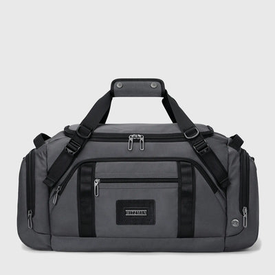 sliver Grey Men's travel duffel bag with ventilated shoe storage and wet dry compartment