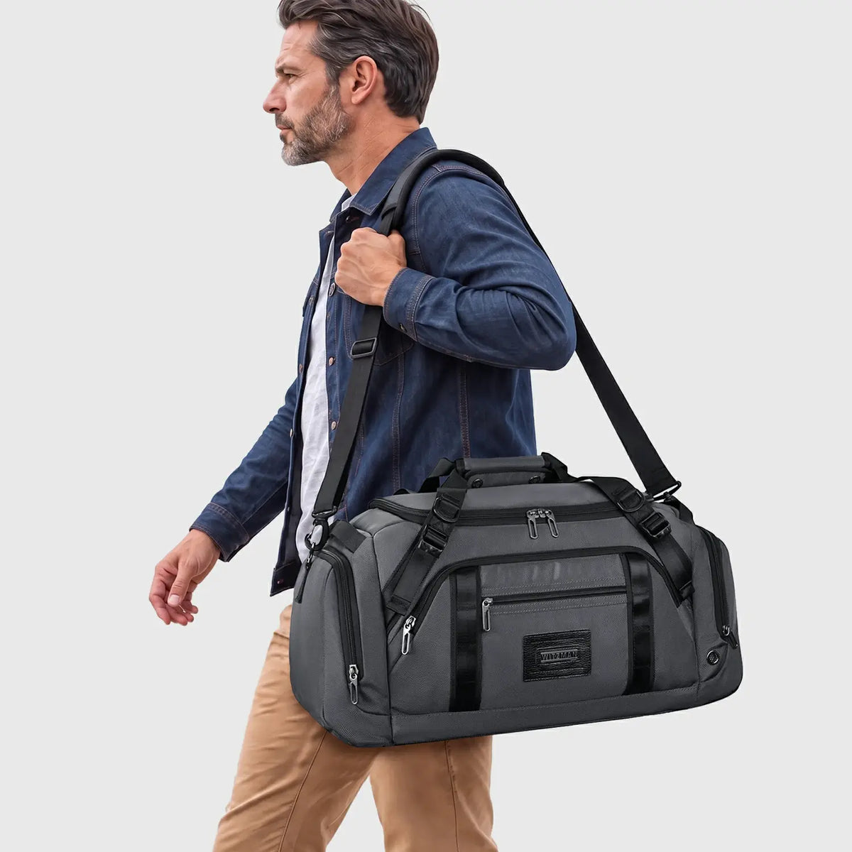 50L Nylon Duffle Bag with Shoe & Wet/Dry Compartments B757